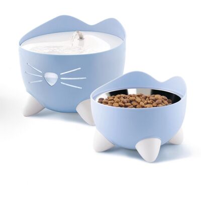 Catit Blauw Combo Kit - Fontein & Verhoogde Voedingsbak Catit Blauw Combo Kit - Fontein & Verhoogde Voedingsbak