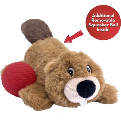 KONG cozie pocketz - bever knuffel voor honden - verwijderbare piepjes - 24 cm one size KONG cozie pocketz - bever knuffel voor honden - verwijderbare piepjes - 24 cm one size