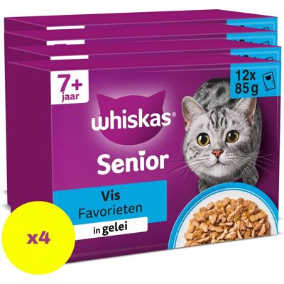 Whiskas kattenvoer - senior 7+ - vis selectie in gelei - 48x85g Whiskas kattenvoer - senior 7+ - vis selectie in gelei - 48x85g