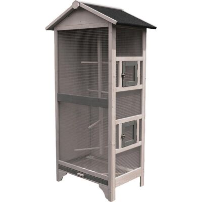 Flamingo Volière cottage nevada grijs - houten volière voor buiten & binnen - 78x57x157,5 cm - vogelkooi hout Flamingo Volière cottage nevada grijs - houten volière voor buiten & binnen - 78x57x157,5 cm - vogelkooi hout