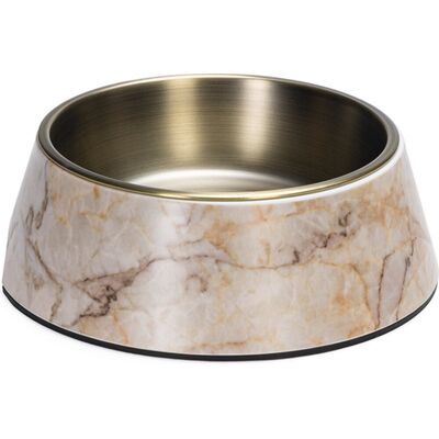 Designed By Lotte meis voerbak hond - drinkbak/eetbak hond - hondenvoervak - melamine/rvs - beige - 700 ml Designed By Lotte meis voerbak hond - drinkbak/eetbak hond - hondenvoervak - melamine/rvs - beige - 700 ml