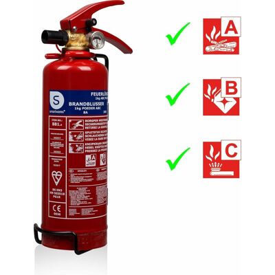 Smartwares 10.018.56 - brandblusser poeder 1kg - incl ophangbeugel - brandklasse abc - bsi gecertificeerd Smartwares 10.018.56 - brandblusser poeder 1kg - incl ophangbeugel - brandklasse abc - bsi gecertificeerd