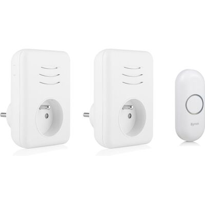 Byron gong - plugin - doorvoer - penaarde - 2 x 150 m - wit Byron gong - plugin - doorvoer - penaarde - 2 x 150 m - wit