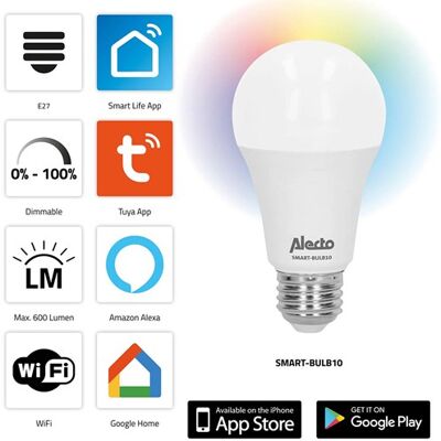 Alecto Slimme LED-lamp - Wi-Fi kleur verbonden, wit Alecto Slimme LED-lamp - Wi-Fi kleur verbonden, wit