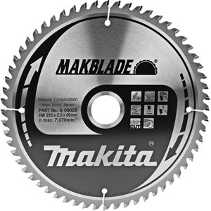 Makita Accessoires cirkelzaagblad hout 216x30x2,1 60t - b-09058 Makita Accessoires cirkelzaagblad hout 216x30x2,1 60t - b-09058