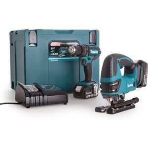 Makita dlx2134tj dhp482 accu klopboormachine + djv180 accu decoupeerzaag 18v 5.0ah li-ion Makita dlx2134tj dhp482 accu klopboormachine + djv180 accu decoupeerzaag 18v 5.0ah li-ion