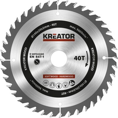 Kreator KRT020405 Cirkelzaagblad voor Hout - 140mm, 40 Tanden Kreator KRT020405 Cirkelzaagblad voor Hout - 140mm, 40 Tanden