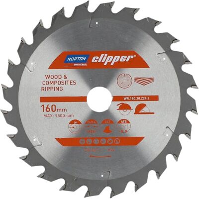 Norton Cirkelzaag 160mm - Hout & Composiet - 24 Tanden Norton Cirkelzaag 160mm - Hout & Composiet - 24 Tanden