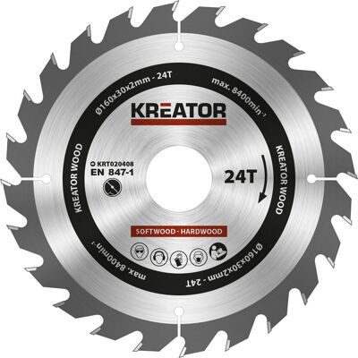 KREATOR Cirkelzaagblad 160mm - 24T - 30mm Bore KREATOR Cirkelzaagblad 160mm - 24T - 30mm Bore
