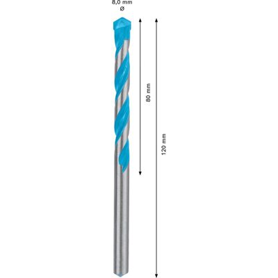 Bosch 8mm MultiConstruction Boor - 120mm Lengte Bosch 8mm MultiConstruction Boor - 120mm Lengte