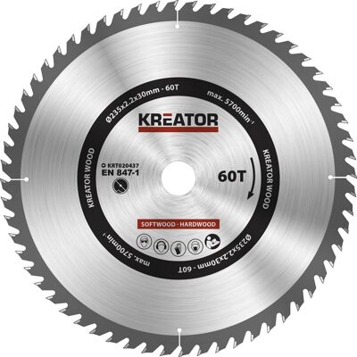 Kreator krt020437 zaagblad hout ø235mm 60t Kreator krt020437 zaagblad hout ø235mm 60t