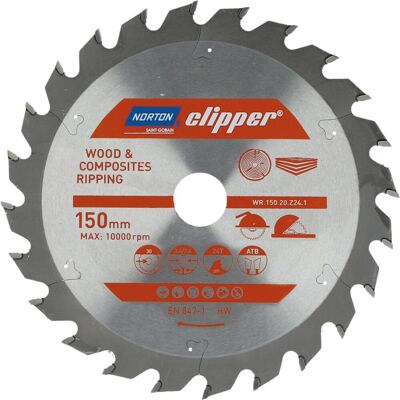 Symantec Norton - cirkelzaagblad - 150mm - voor hout en composieten - 24 tanden Symantec Norton - cirkelzaagblad - 150mm - voor hout en composieten - 24 tanden
