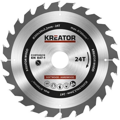 Kreator - krt020418 - 200mm -Ø30mm - Cirkelzaagblad Kreator - krt020418 - 200mm -Ø30mm - Cirkelzaagblad