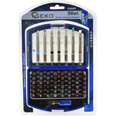 Geko boor- en schroefbitset - 56-delig - crv staal - 25 mm & 75 mm bits Geko boor- en schroefbitset - 56-delig - crv staal - 25 mm & 75 mm bits