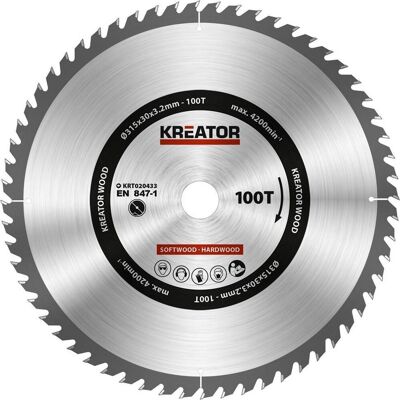 Kreator krt020433 zaagblad hout - 315mm100t Kreator krt020433 zaagblad hout - 315mm100t