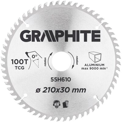 Graphite 210mm Aluminium Cirkelzaagblad - 100 tanden Graphite 210mm Aluminium Cirkelzaagblad - 100 tanden