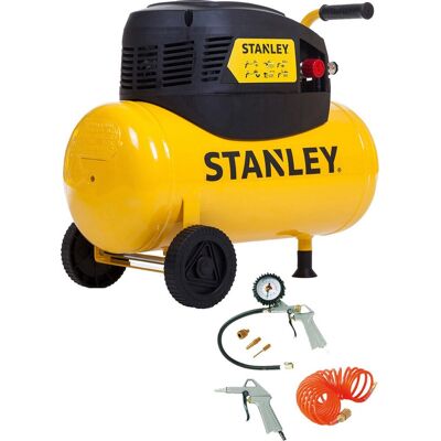 Stanley compressor d200/8/24 incl. 6 accessoires - luchtcompressor 8 bar - 24l - incl. luchtpistool, opblaaspistool, spiraalslang 5m en 3 opzetstukken - geel Stanley compressor d200/8/24 incl. 6 accessoires - luchtcompressor 8 bar - 24l - incl. luchtpistool, opblaaspistool, spiraalslang 5m en 3 opzetstukken - geel