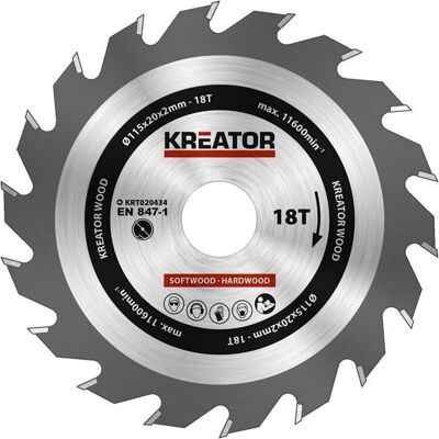 Kreator krt020434 zaagblad hout - ø115 mm - 18 t Kreator krt020434 zaagblad hout - ø115 mm - 18 t