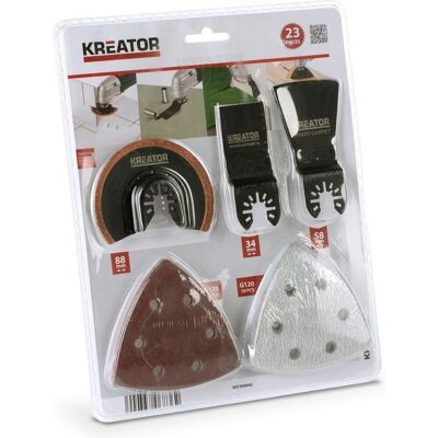 Kreator krt990045 accessoireset multitool - oscillerend - 23 delig Kreator krt990045 accessoireset multitool - oscillerend - 23 delig