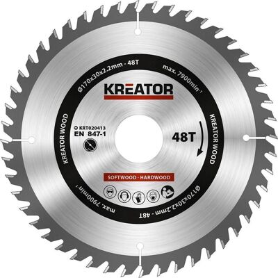 Kreator krt020413 zaagblad hout 170 mm - 48t Kreator krt020413 zaagblad hout 170 mm - 48t