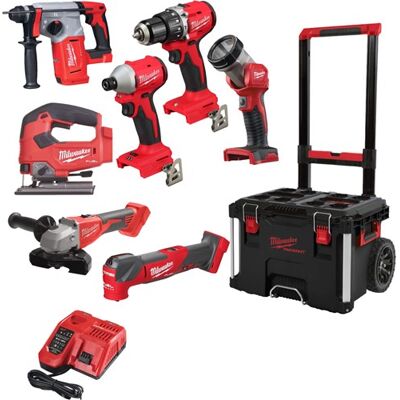 Milwaukee m18 fpp7e-503p fuel powerpack 7-delig 18v accu combiset (3x 5.0ah) packout trolley - 4933499297 Milwaukee m18 fpp7e-503p fuel powerpack 7-delig 18v accu combiset (3x 5.0ah) packout trolley - 4933499297