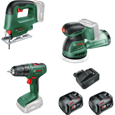 Bosch Groen accutoolkit combipack easydrill 18v-40 + easysaw 18v-70 + easyorbit 18v-10 inclusief 2x 18v 2,5 ah + lader in tas - 0615a500a9 Bosch Groen accutoolkit combipack easydrill 18v-40 + easysaw 18v-70 + easyorbit 18v-10 inclusief 2x 18v 2,5 ah + lader in tas - 0615a500a9