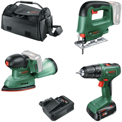 Bosch Groen accutoolkit combipack easydrill 18v-40 + easysaw 18v-70 + easysander 18v-8 inclusief 1x 18v 2,5 ah + lader in tas - 0615a500aa Bosch Groen accutoolkit combipack easydrill 18v-40 + easysaw 18v-70 + easysander 18v-8 inclusief 1x 18v 2,5 ah + lader in tas - 0615a500aa