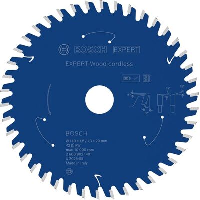 Bosch Accessoires expert wood cordless cirkelzaagblad 140 x 1,8/1,3 x 20 mm t42 - 2608902140 Bosch Accessoires expert wood cordless cirkelzaagblad 140 x 1,8/1,3 x 20 mm t42 - 2608902140
