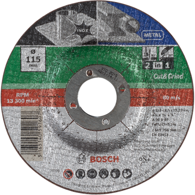 Bosch Accessoires doorslijpschijf 2 in 1 metaal+inox, 115 x2,5 gebo - 2609256308 Bosch Accessoires doorslijpschijf 2 in 1 metaal+inox, 115 x2,5 gebo - 2609256308