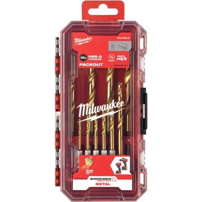 Milwaukee Metaalboorset - 10 Stuks, Titanium Coating, Impact Geschikt Milwaukee Metaalboorset - 10 Stuks, Titanium Coating, Impact Geschikt