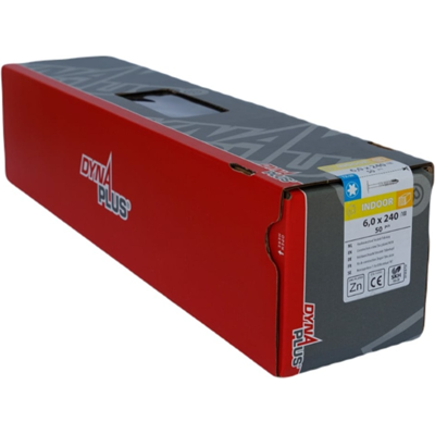 Dynaplus houtbouwschroef verzinkt tellerkop deeldraad +snijpunt torx tx30 6.0x280/100 50 stuks - 0286.01.55001 Dynaplus houtbouwschroef verzinkt tellerkop deeldraad +snijpunt torx tx30 6.0x280/100 50 stuks - 0286.01.55001
