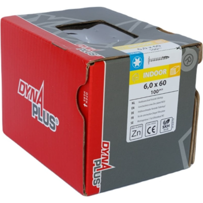Dynaplus houtbouwschroef verzinkt tellerkop voldraad +snijpunt torx tx30 6.0x60 100 stuks - 0286.01.50001 Dynaplus houtbouwschroef verzinkt tellerkop voldraad +snijpunt torx tx30 6.0x60 100 stuks - 0286.01.50001