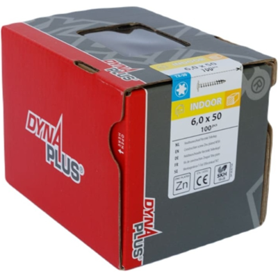 Dynaplus houtbouwschroef verzinkt tellerkop voldraad +snijpunt torx tx30 6.0x50 100 stuks - 0286.01.49901 Dynaplus houtbouwschroef verzinkt tellerkop voldraad +snijpunt torx tx30 6.0x50 100 stuks - 0286.01.49901
