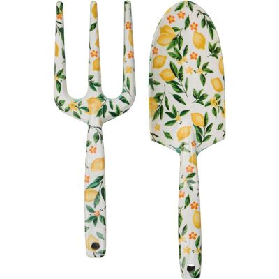 Kinzo tuingereedschap set 2-delig - tuingereedschapset met plantschep en handvork - tuinschep staal en handvork tuin - decoratief tuingereedschap bloemenmotief Kinzo tuingereedschap set 2-delig - tuingereedschapset met plantschep en handvork - tuinschep staal en handvork tuin - decoratief tuingereedschap bloemenmotief