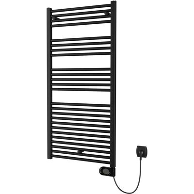 Plieger elba elektrische handdoekradiator - handdoek verwarmer - met klokthermostaat - 126.2 cm x 50 cm - 500 watt - mat zwart Plieger elba elektrische handdoekradiator - handdoek verwarmer - met klokthermostaat - 126.2 cm x 50 cm - 500 watt - mat zwart