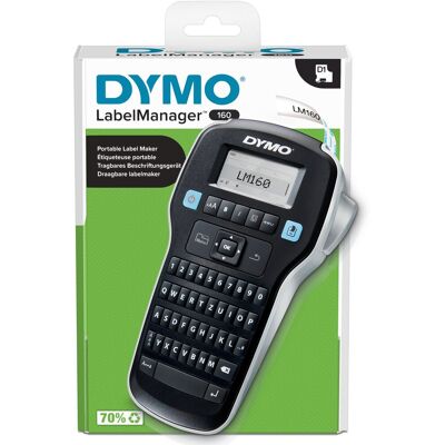 Dymo labelmanager 160-labelmaker draagbare labelprinter met qwertz-toetsenbord inclusief zwart-wit d1-labeltape (12 mm) voor thuis en op kantoor Dymo labelmanager 160-labelmaker draagbare labelprinter met qwertz-toetsenbord inclusief zwart-wit d1-labeltape (12 mm) voor thuis en op kantoor