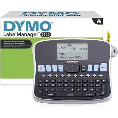 Dymo desktop-labelprinter labelmanager 360d herlaadbare handheld labelmaker qwerty-toetsenbord gebruiksvriendelijke, smart-one-touch-toetsen en groot scherm voor organisatie thuis en op kantoor Dymo desktop-labelprinter labelmanager 360d herlaadbare handheld labelmaker qwerty-toetsenbord gebruiksvriendelijke, smart-one-touch-toetsen en groot scherm voor organisatie thuis en op kantoor