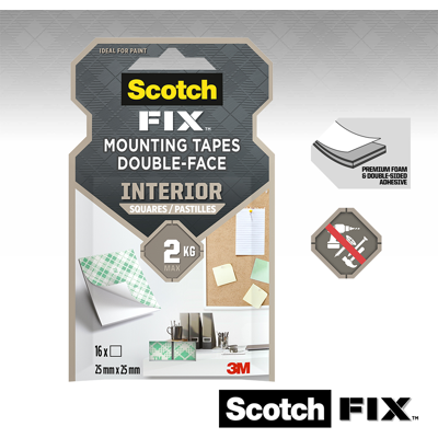3M 1071431 - scotch-fix™ interior montage vierkantjes 25mmx25mm, 16 stri 16 stuks 3M 1071431 - scotch-fix™ interior montage vierkantjes 25mmx25mm, 16 stri 16 stuks