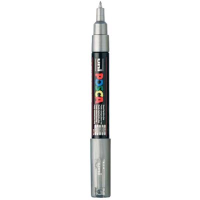 Uni Posca verfmarker 1mc zilver - conische punt - 1 mm Zilver Uni Posca verfmarker 1mc zilver - conische punt - 1 mm Zilver