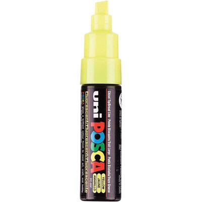Uni Posca verfmarker 8k geel - beitelpunt 8mm Geel Uni Posca verfmarker 8k geel - beitelpunt 8mm Geel