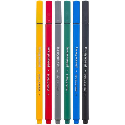 Bruynzeel fineliner set basis 6 kleuren Multi Kleuren Bruynzeel fineliner set basis 6 kleuren Multi Kleuren