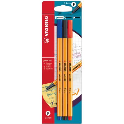 STABILO Point 88 Fineliner - Veelkleurig - 3 st STABILO Point 88 Fineliner - Veelkleurig - 3 st