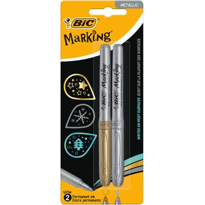 BIC permanent marker goud en zilver BIC permanent marker goud en zilver