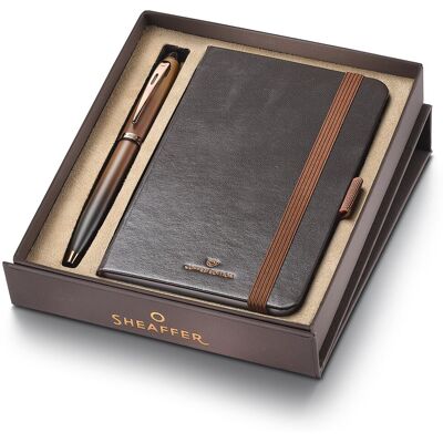 Sheaffer balpen - giftset 100 9374 - coffee edition - met klein notitieboek Sheaffer balpen - giftset 100 9374 - coffee edition - met klein notitieboek