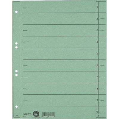 Leitz staffeltabblad karton - beschrijfbare tabs, 2/4-rings - voor ordners en ringbanden - groen Leitz staffeltabblad karton - beschrijfbare tabs, 2/4-rings - voor ordners en ringbanden - groen