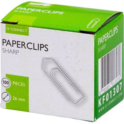 Q-CONNECT papierklemmen, 26 mm, doos van 100 stuks 10 stuks Q-CONNECT papierklemmen, 26 mm, doos van 100 stuks 10 stuks