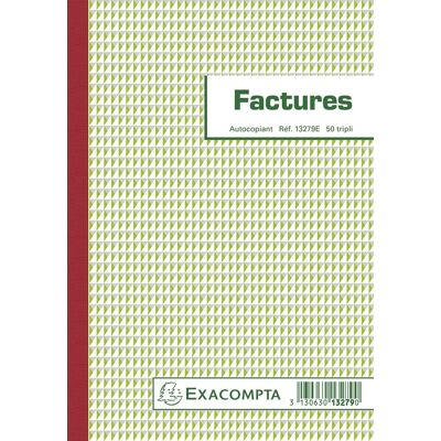 Exacompta doorschrijfpapier facturen 21x14,8cm 50 bladen triple zelfkopiërend - - 13279e Exacompta doorschrijfpapier facturen 21x14,8cm 50 bladen triple zelfkopiërend - - 13279e
