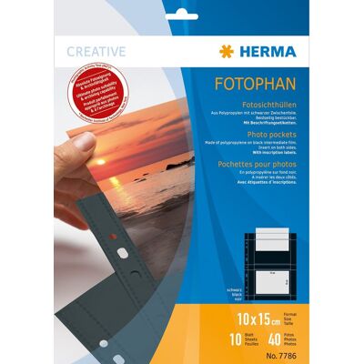 Herma fotophan 10x15 liggend 10 vel zwart 7786 Herma fotophan 10x15 liggend 10 vel zwart 7786