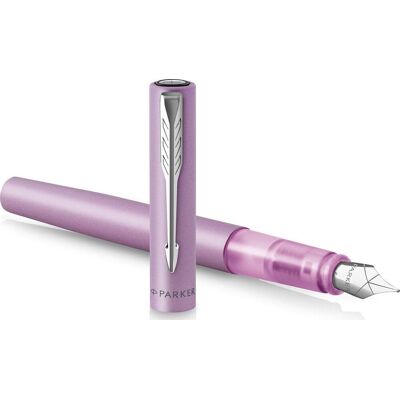 Parker vector xl vulpen metallic lila lak op messing met chroom detail medium penpunt met blauwe inkt navulling cadeauverpakking Parker vector xl vulpen metallic lila lak op messing met chroom detail medium penpunt met blauwe inkt navulling cadeauverpakking