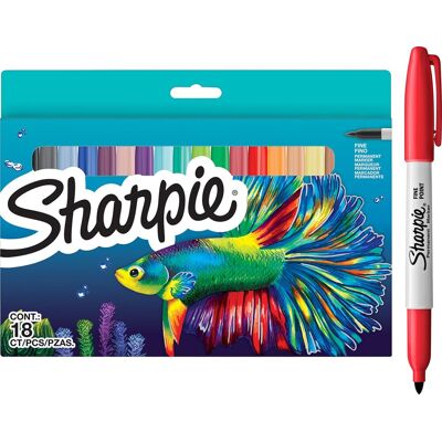 Sharpie set van permanent markers limited edition verschillende kleuren fijne punt 18 markers back to school-set Sharpie set van permanent markers limited edition verschillende kleuren fijne punt 18 markers back to school-set